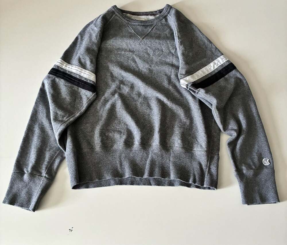 Todd Snyder x Champion Gray Double Stripe Raglan Sweatshirt